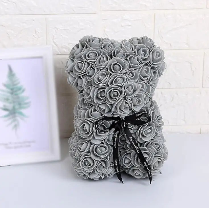 Artificial Flowers 25cm Rose Bear Girlfriend Anniversary Christmas Valentine's Day Gift Birthday Present For Wedding Party