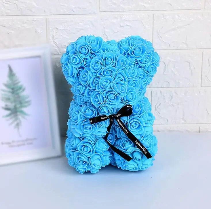 Artificial Flowers 25cm Rose Bear Girlfriend Anniversary Christmas Valentine's Day Gift Birthday Present For Wedding Party