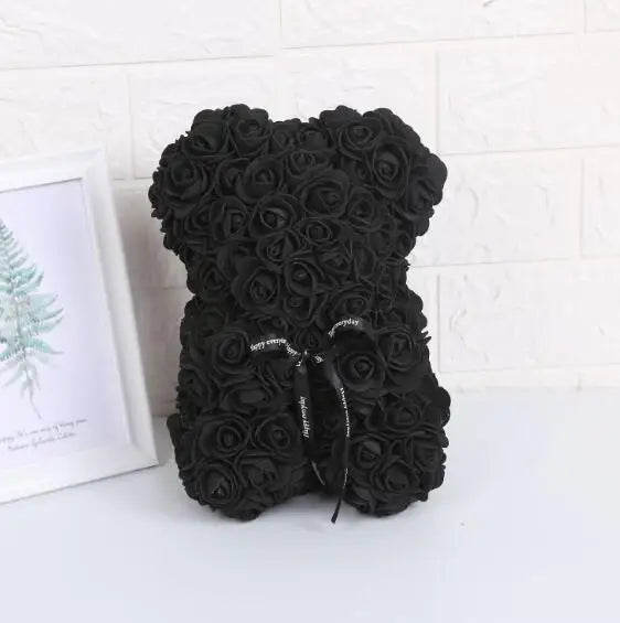 Artificial Flowers 25cm Rose Bear Girlfriend Anniversary Christmas Valentine's Day Gift Birthday Present For Wedding Party