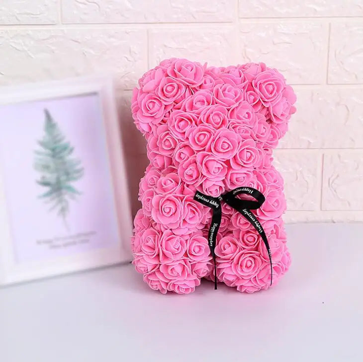 Artificial Flowers 25cm Rose Bear Girlfriend Anniversary Christmas Valentine's Day Gift Birthday Present For Wedding Party