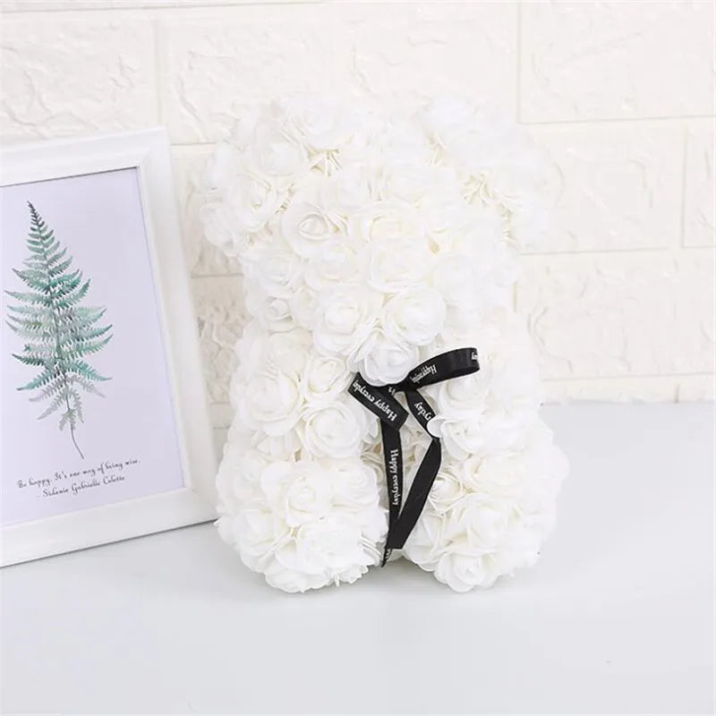 Artificial Flowers 25cm Rose Bear Girlfriend Anniversary Christmas Valentine's Day Gift Birthday Present For Wedding Party