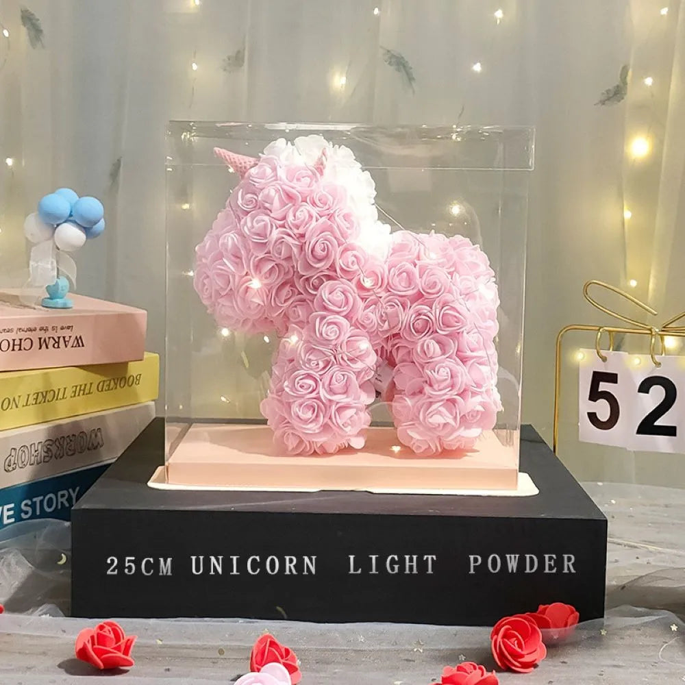 Artificial Eternal Flower Rose Unicorns Valentine's Day Gifts Decoration Creative Simulated Rose Flower Birthday Gift Ornaments