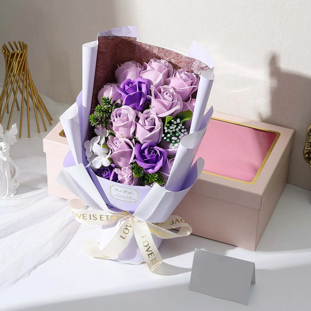Artificial Soap Flower Rose Bouquet Gift Bags Valentine's Day Birthday Gift Wedding Home Decor 18 Rose Soap Bouquet Gift box