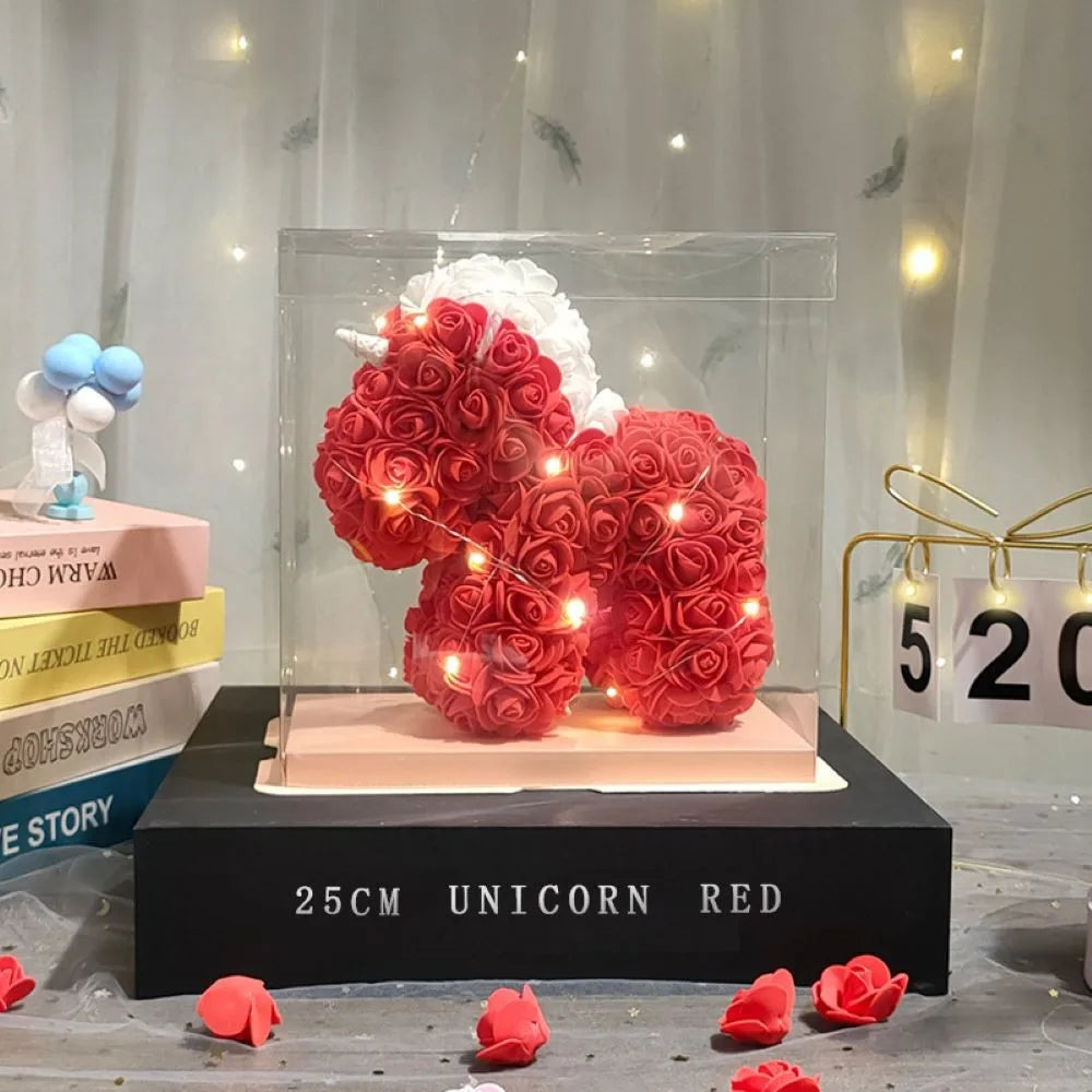 Artificial Eternal Flower Rose Unicorns Valentine's Day Gifts Decoration Creative Simulated Rose Flower Birthday Gift Ornaments