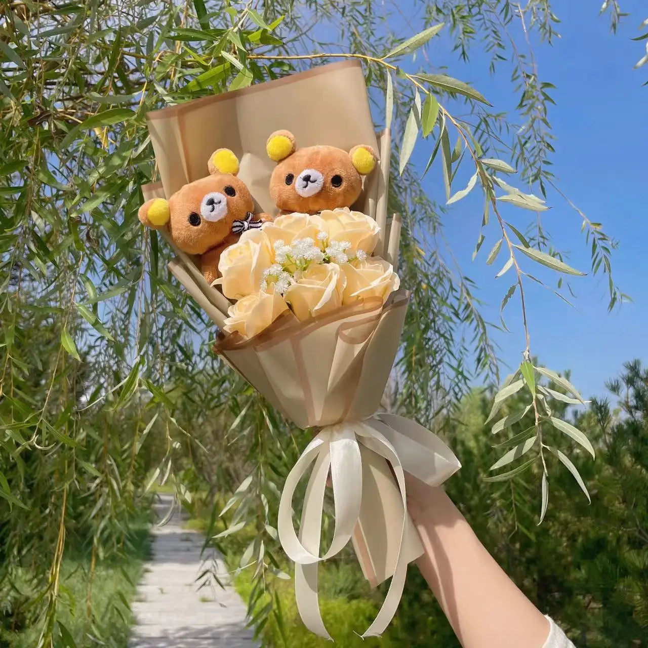 Cartoon Anime KT Cat Stitch Halloween Jack Skellington Plush Dolls Flower Bouquets Graduation Birthday Christmas Valentine Gifts
