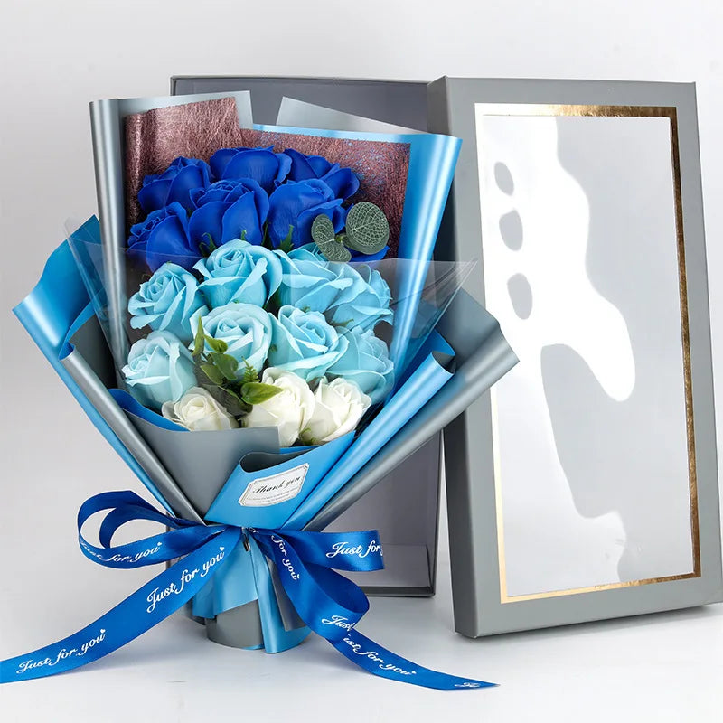 Artificial Soap Flower Rose Bouquet Gift Bags Valentine's Day Birthday Gift Wedding Home Decor 18 Rose Soap Bouquet Gift box