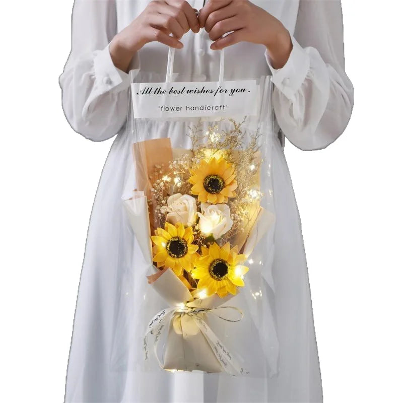 Creative Gift Dried Flowers Carnations Sunflowers Soap Roses Gift Giving Simulated Flower Gift Box 520 Bouquet Finished Products