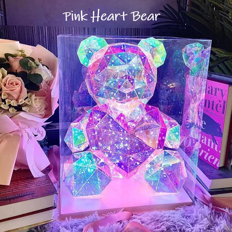 30cm Teddy Bear Doll Gift Lamp Colorful Sparkling Romantic Surprise LED gift Light Girls Birthday Valentine's Day Bedroom Decor