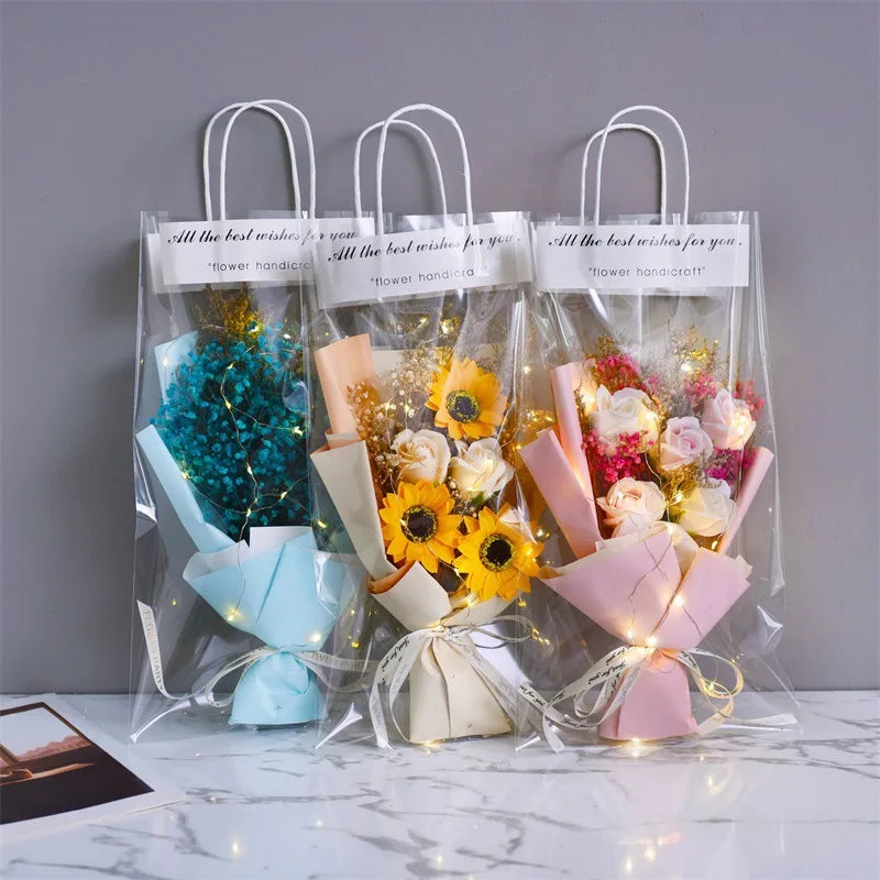 Creative Gift Dried Flowers Carnations Sunflowers Soap Roses Gift Giving Simulated Flower Gift Box 520 Bouquet Finished Products