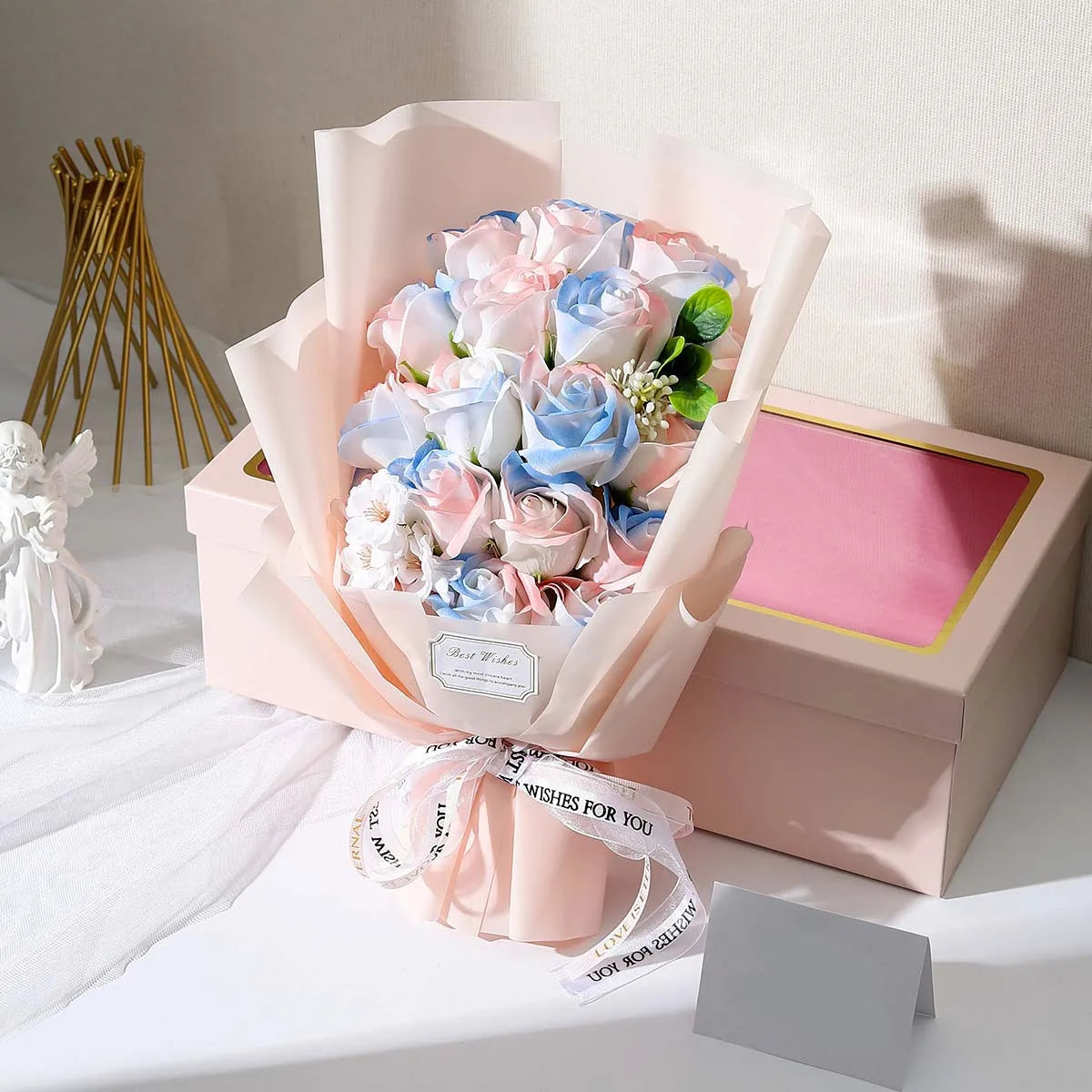 Artificial Soap Flower Rose Bouquet Gift Bags Valentine's Day Birthday Gift Wedding Home Decor 18 Rose Soap Bouquet Gift box