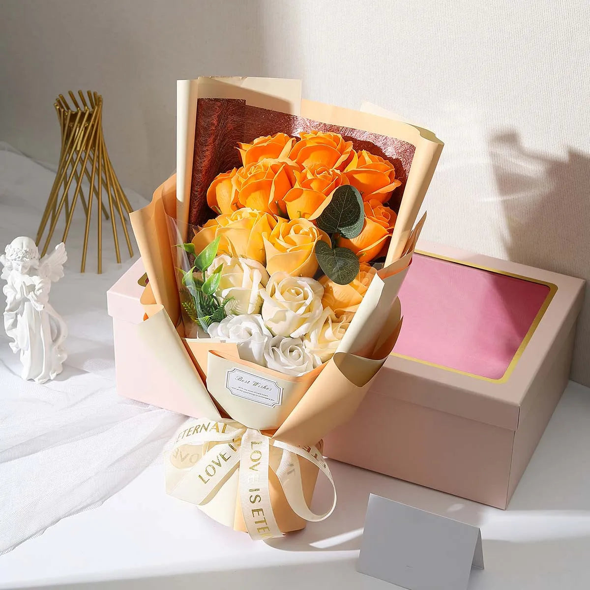 Artificial Soap Flower Rose Bouquet Gift Bags Valentine's Day Birthday Gift Wedding Home Decor 18 Rose Soap Bouquet Gift box