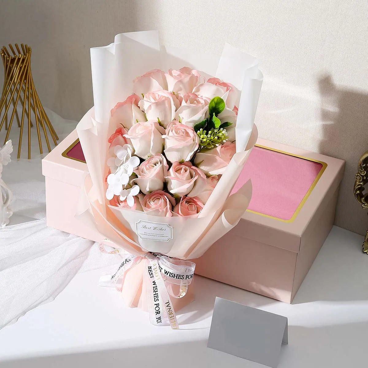 Artificial Soap Flower Rose Bouquet Gift Bags Valentine's Day Birthday Gift Wedding Home Decor 18 Rose Soap Bouquet Gift box