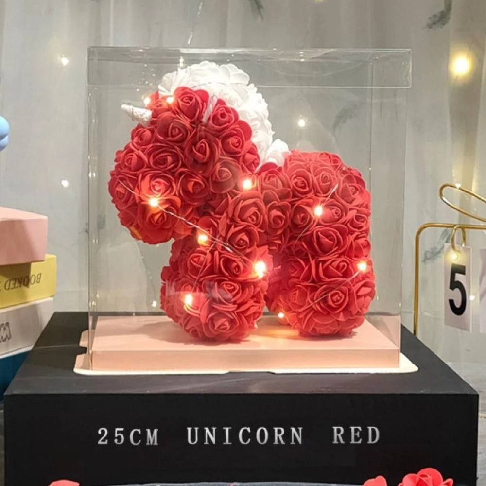Artificial Eternal Flower Rose Unicorns Valentine's Day Gifts Decoration Creative Simulated Rose Flower Birthday Gift Ornaments